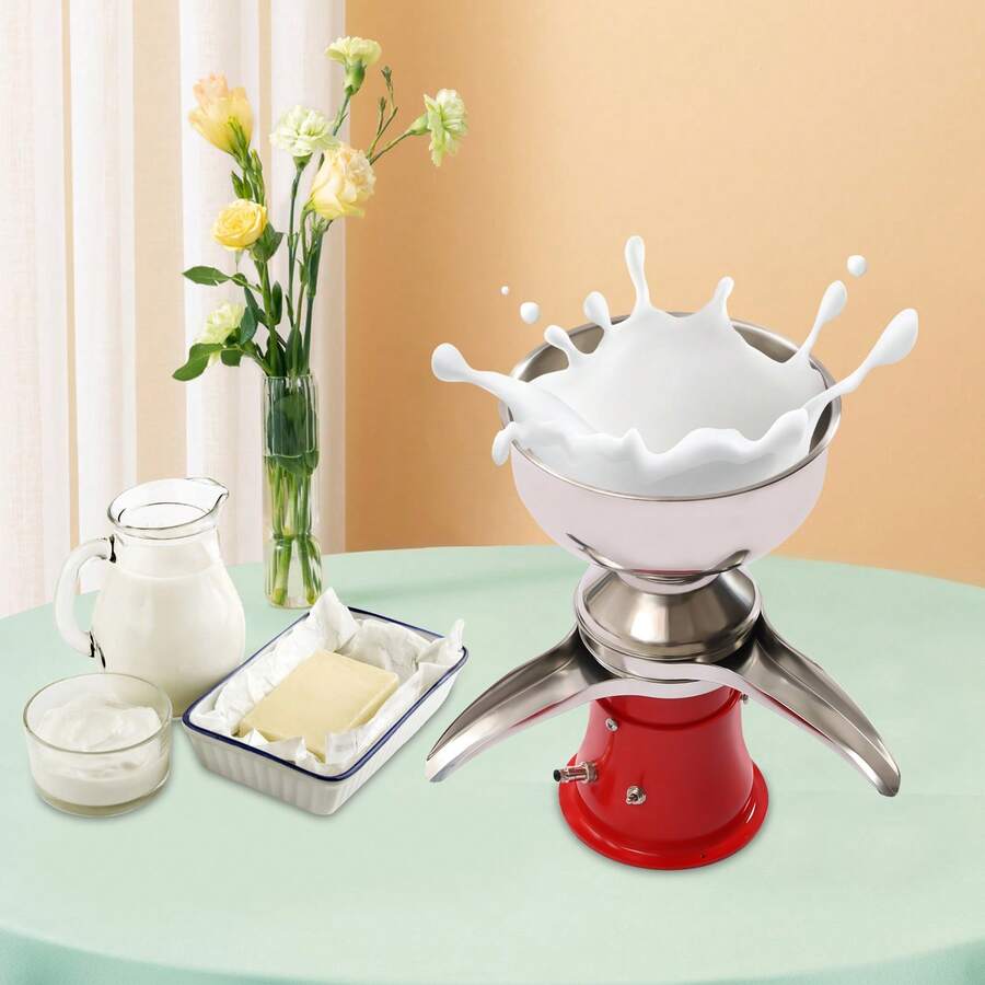 18*18*48cm Electric Milk Cream Centrifugal Separator Make Cream Butter Milkshake Separator For Separating Milk, Goat Milk, Horse Milk - Silver and Red - View 1