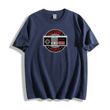 Women's Casual Round Neck Short Sleeve T-Shirt With Classic Game Controller Design Print - Màu xanh hải quân - Xem 1