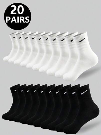 1 par/5 pares/6 pares Calcetines largos casuales para mujer, calcetines de tripulación de uso diario cómodos y sencillos, unisex, calcetines de otoño