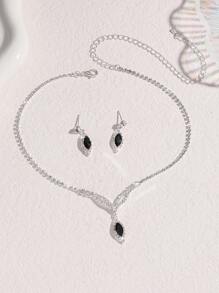 4入組/套鑽石裝飾的優雅精緻項鏈、耳環和手鍊套裝，適用於女性日常、婚禮、晚會、節日和送禮，珠寶套裝