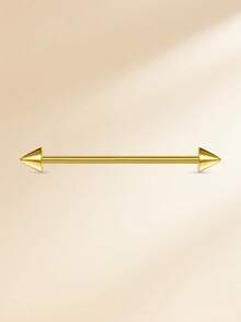 1pc Funky Stainless Steel Spiked 14G Industrial Barbell For Women Men For Daily Decoration, 32/35/38mm Industrial Piercing Jewelry Cartilage Earring Helix Conch Tragus Iindustrial Bar