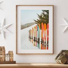 1 pezzo, Quadro da parete in tela, Decorazione da parete incorniciata, Sci moderno e colorato, Decorazione da parete per pista da sci, cartellone da sci invernale, Decorazione per la casa vintage con snowboard, Decorazioni natalizie, Decorazione natalizia con scena invernale e neve, Decorazione per camera, Decorazione per dormitorio, Decorazione per bagno, Decorazione per camera da letto, Decorazione per ufficio, Decorazione per soggiorno, Regalo per appassionati di sci - Multicolore - Visualizzare 1