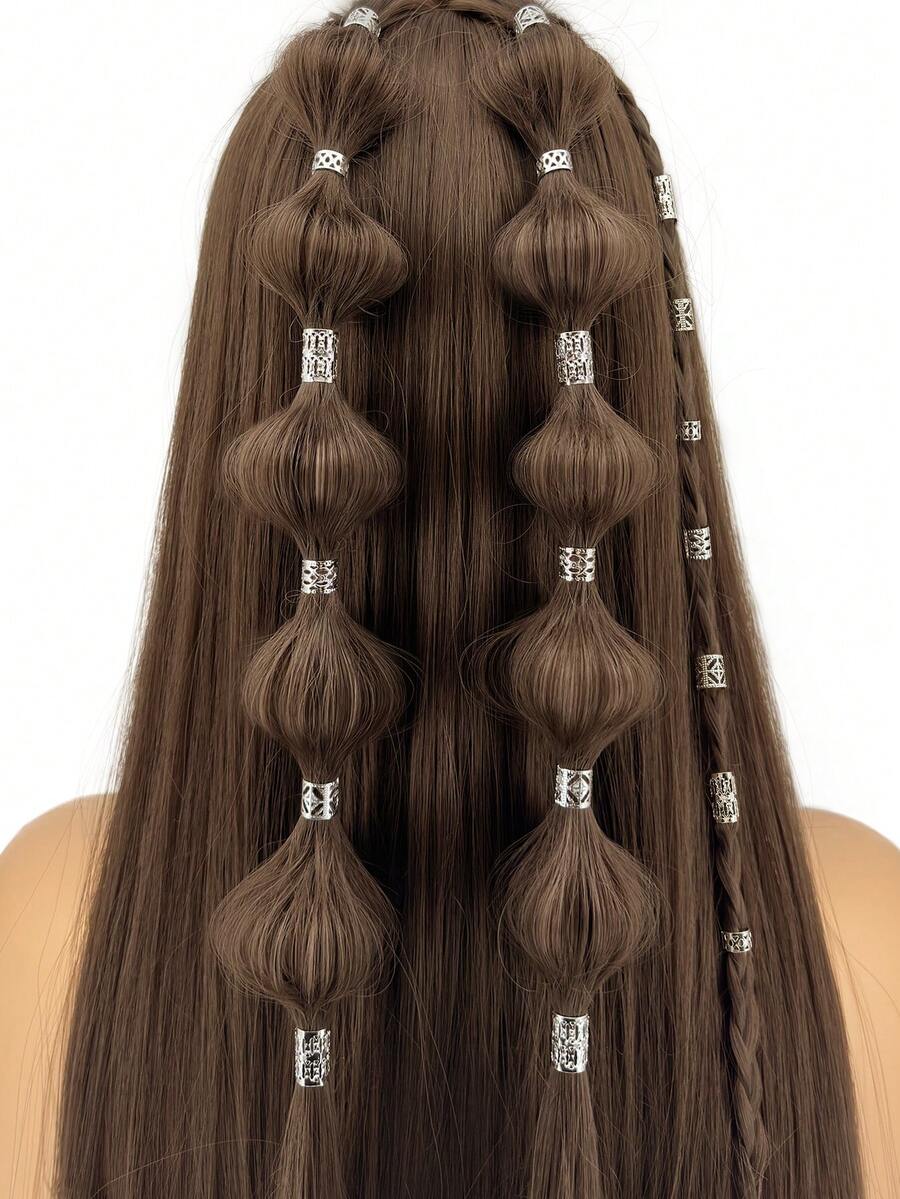 40件合金发饰，适用于编发，各种发夹，可调节金属金色编发圈，无需耳洞的夹式耳环，女孩编发装饰