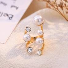 Women Open RingPearl Ring For Women Promise Stacking Pearl Rings Adjustable Open Pearls Finger Ring  Personality Christmas Pearls Jewerly Prom Dress Jewerly - Kiểu-a - Xem 3