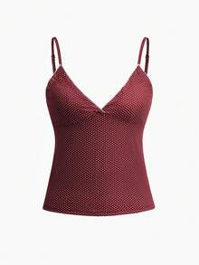 Áo thun dệt kim cổ chữ V phối nơ, phong cách Y2K Sunshine Girl mùa hè dành cho nữ, kiểu dáng thường ngày, gợi cảm, thích hợp đi biển hoặc nghỉ mát. - Màu Đỏ Sâu - Xem 3
