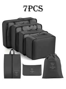 9件套大容量旅行收纳袋，多用途衣物及个人护理用品分类收纳袋，超强收纳能力，节省空间，防尘收纳袋，轻便旅行打包袋，易于打包携带
