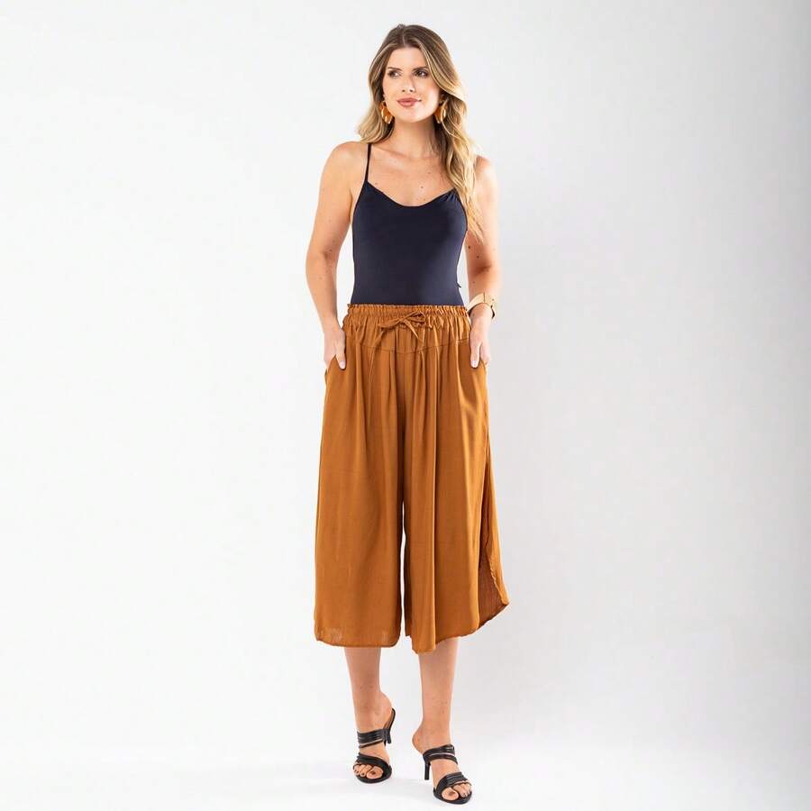JIN SER Pentacurt Viscose Skirt Has Pocket - Ginger - View 1