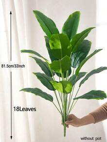 2pcs 81cm Large Artificial Green Plants, Banana Tree, Evergreen Leaves, Tropical Fake Palm Branches, Plastic Strelitzia Leaves, Monstera Leaves, Home Decor, Patio, Garden, Balcony, Wedding Decor, Garden Party, Office Decor, Indoor/Outdoor Use, Pot Not Included (Self-Assembly Required) - Multicolor - View 9