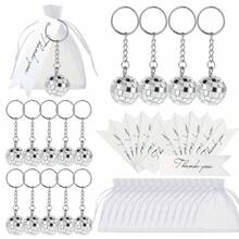 42pcs -14 Sets Disco Ball Keychain Gift Bag With Thank You Cards, For Carnival Birthday Celebrations, 1970s Party Favorites Key Chain, For Christmas Halloween Graduation Thanksgiving Wedding Party Favors, Party Supplies - 銀色 - 查看 2