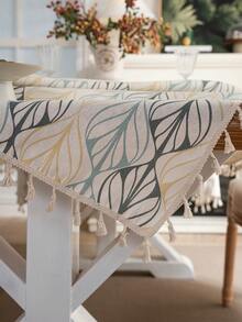 MeijiaMo 1 Khăn trải bàn họa tiết lá nhiều màu phong cách Bohemian có tua rua, miếng lót chống bụi trang trí nhà cửa, thích hợp cho phòng ngủ, phòng khách, bàn cà phê, nhà bếp, phòng ăn, tụ họp ngoài trời, Giáng sinh, Halloween, đám cưới, mọi mùa - Nhiều màu - Xem 9