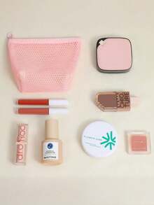 Large Capacity Nylon Mesh Toiletry Bag, Summer Travel Makeup Organizer Bag, Cosmetic Bag, Breathable Multi-Layer Cosmetic Organizer Bag, Portable Travel Makeup Bag, Fashion Travel Toiletry Bag, Makeup Tool Storage Pouch, With Compartments For Toiletries And Makeup Tools, Minimalist Style With Zipper Closure, Top Single-Hand Carry Handle, Perforated Design, Travel Essential, Cruise Must-Have - Multicolor - View 10