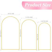 3pcs(7.2ft, 6.6ft,6ft Height) , Flowers Decoration Wedding Golden Metal Arch Stand Frame , Wedding Arch Backdrop Stand Set, Balloon Arch Kit For Ceremony Birthday Party Bridal Shower Photo Booth Garden Floral Balloon Arch Decor - 金色 - 查看 14