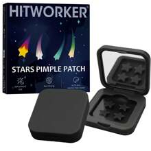 60片装 HITWORKER 星形水胶体贴片 - 温和无刺激，无酒精无香精，适合日夜痘痘贴，适合所有浅肤色，配有便携式镜片盒，面部痘痘贴