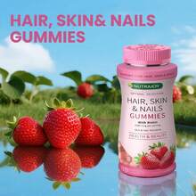MONTUE 3pc Optimal Solutions Hair, Skin And Nails Pectin Gummies, 2500 Mcg Biotin Per Serving, No Stick Gummy, Vegetarian Formula, Strawberry Flavor,80 Count, 40 Total Servings - 3 chai - Xem 6
