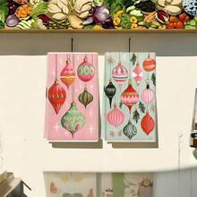 1 set/1 pieza/2 piezas Paños de cocina y paños de platos impresos con bolas de Navidad de colores, adecuados para la decoración de interiores en restaurantes, cocinas y baños, decoración de fiestas, regalos festivos y también pueden ser entregados como regalos de Navidad - Multicolor - Ver 5