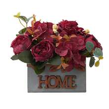 Artificial Peony Plants Realistic Natural Fake Potted Flower Decor For Desktop Home Yard And More - Red - View 6