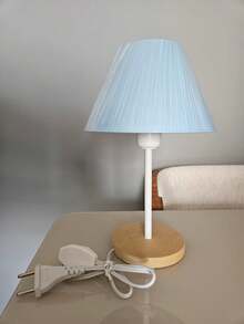 Small Lampshade Living Room Bedroom Wood - Baby Blue - View 1