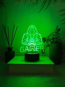 1pc Creative 3D Night Light, Touch Sensor 7-Color Changing USB Decorative Lamp, Gaming Room Atmosphere Light, Holiday Gift - Pink - View 4