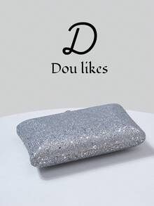 Elegant Women's Silver Sequin Evening Clutch - Polyester Lining, Shimmering Glamorous, Sophisticated Evening Clutch Bag With Metal Chain, Perfect For Parties, Weddings, Galas, Cocktail Events - Dazzling Handbag With Detachable Metal Strap