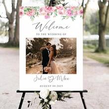 Personalized Wedding Welcome Sign With Photo, Customized Name Wedding Welcome Sign With Picture, Modern Welcome To Our Wedding Sign, Wedding Entrance Sign, Welcome Signs For Weddings Decorations#1 - 婚禮照片#19 - 查看 1