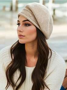 1 Piece Of Women's Octagonal Beret With Adjustable Rope And Metal Buckle, Outdoor Casual Fashion Accessory For Spring, Summer, Autumn, Hat, Fashionable Facial Cover, Elegant Detail Design, Textured Fabric