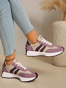 复古厚底运动鞋，加厚鞋面，适合跑步，女款 - 紫色 - 查看 3