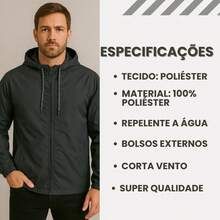 Men's Lightweight Plain Water-Repellent Windbreaker Jacket With Hood - Timbal+Halus+M - View 8