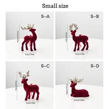 1/4 Stücke Weihnachts-Rentier-Ornamente, Weihnachtsbaum-Anhänger, weinrote Samt-Elch-Dekoration, Weihnachtsdekoration, Heimdekoration