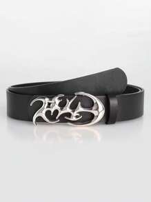 New Y2K Hollow Out PU Leather Punk Style Men's Belt - Gift Or Personal Style Accessory, Casual Retro Luxury Asymmetric Alloy Buckle Unisex Belt, Versatile Autumn/Winter Item, Suitable For Teenagers, Young Men, Casual, Outdoor, Sports, Vacation, Graduation Gift, Birthday Gift, Daily Wear - Black - View 4