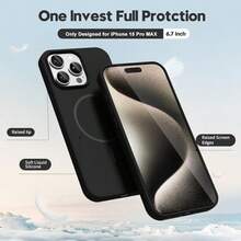 奢华闪亮荧光液态硅胶磁吸软手机壳，兼容 17 Air 16 15 14 13 12 17 Pro Max Plus - 黑色 - 查看 5