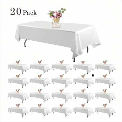 6/10/12/20Pack White Tablecloths For Rectangle Tables - 60 X 102 Inches - Reusable And Washable Table Clothes For 6 Ft Tables, Polyester Fabric Table Covers For Wedding, Party, Banquet
