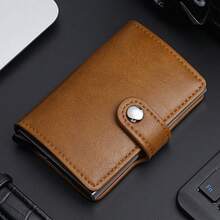 男士信用卡夹钱包男士 Rfid 智能 Meral 薄款弹出式简约钱包小号黑色钱包金属钱包正式/商务正式情人节创意 - 彩色 - 查看 9