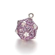 D20 金属空心盒 + 7 件金属骰子套装，便携式棋盘游戏骰子迷你套件，黑暗血迹风格骰子吊坠，圣诞节，万圣节， - 彩色 - 查看 6