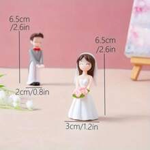 1 Pair Romantic Bride & Groom Micro Landscape DIY Fabric, Wedding Anniversary Party Table Decor, Cartoon Theme Plastic Souvenir, Suitable For Wedding, Anniversary, Valentine's Day Gift | Wedding Cake Topper | Delicate Craftsmanship, Wedding Decoration