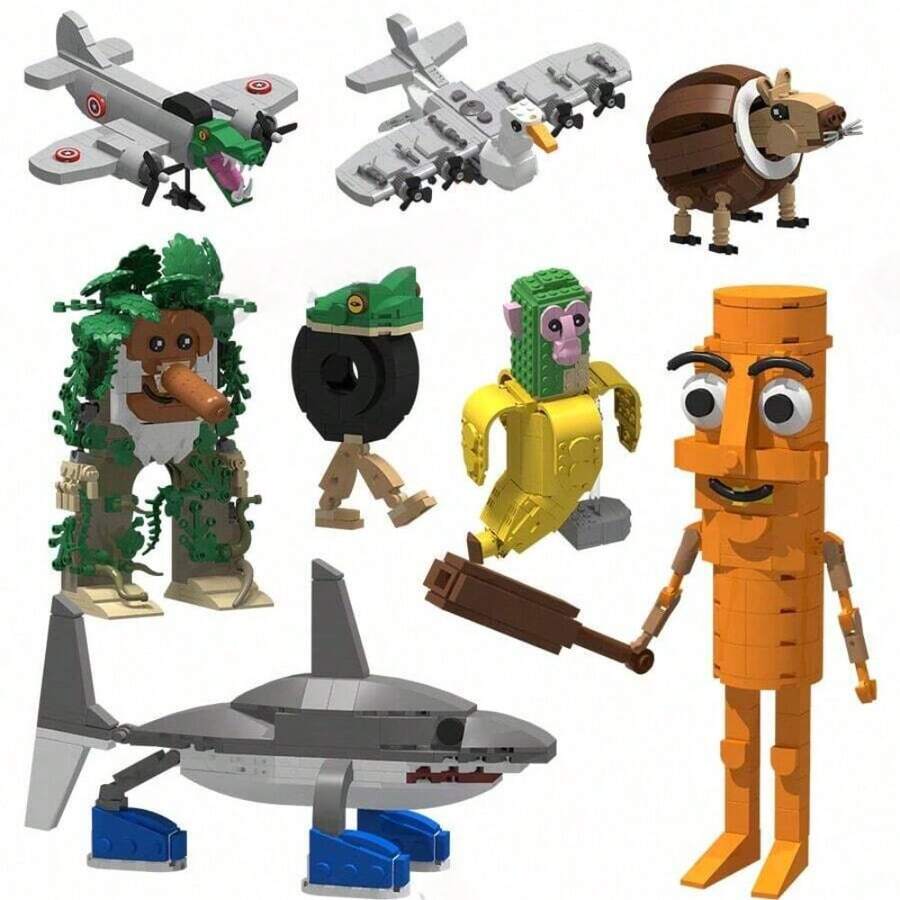 Tungtungtun Sahur, Bloques de construcción de madera Shanhaijing de IA, Bombardiro Crocodilo, Shimpanzinni Bananini, Regalo de Navidad, Decoración de fiesta de Navidad - Multicolor - Ver 1