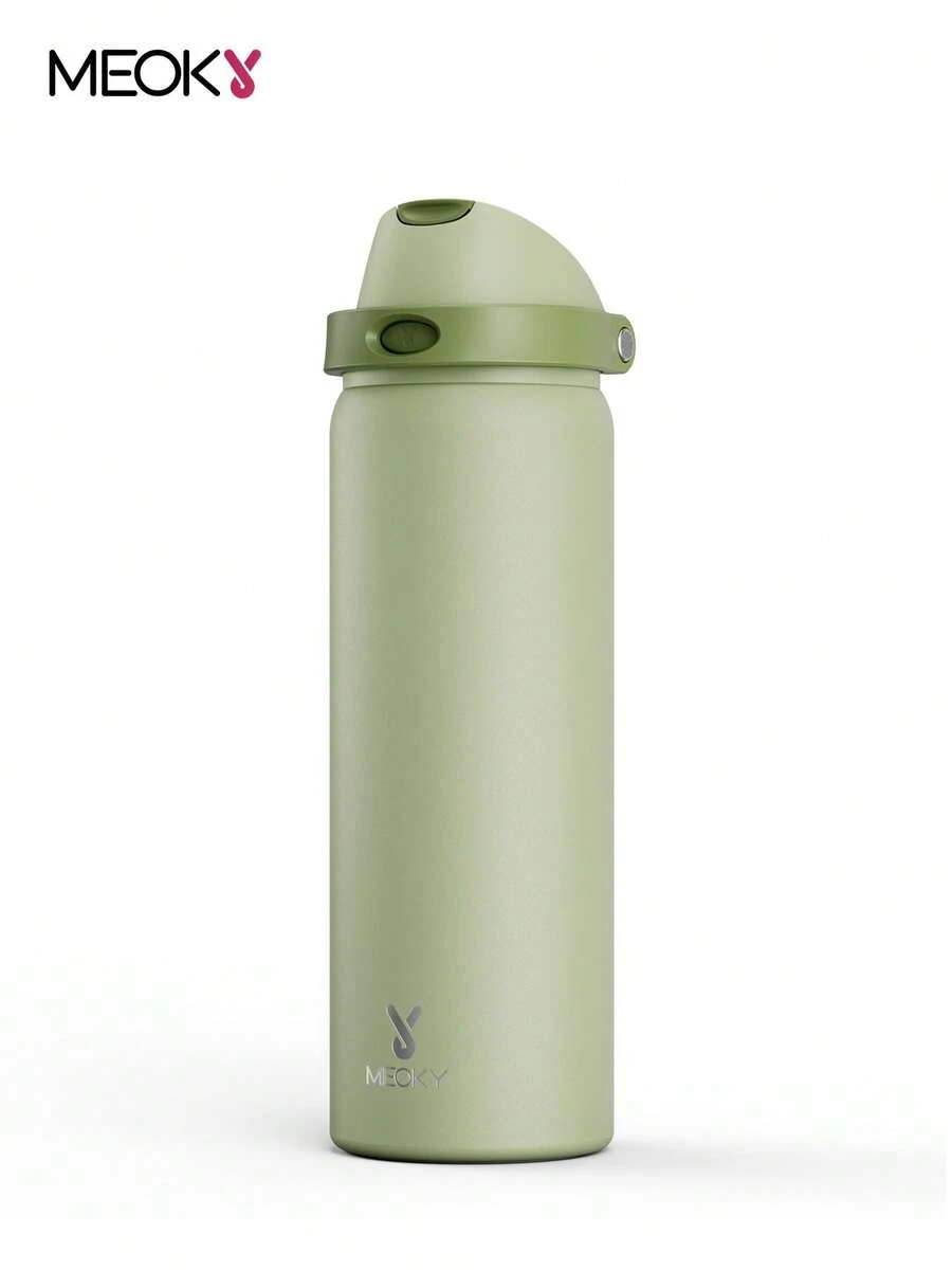 Meoky 32oz Vacuum Insulated Water Bottle with 2-in-1 Straw and Spout Lid, Insulated Cup, Keep Cold 24H, Leak-Proof, Fits in Car Cup Holder, Stainless Steel Tumbler for Sports, Travel, and School - 淺綠 - 查看 1