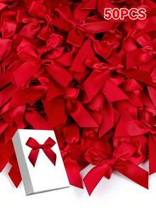 50pcs/Pack Silk Satin Ribbon Bows, For Gift Wrapping Decoration, Making Hair Clips & Headbands, Gift Packaging, Gift Baskets, Birthday Packages, Holiday Decor, Office Decor, Wreaths, Weddings, Bridal Showers, Parties - Multicolor - View 27