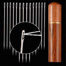 12 Pieces/30 Pieces Stainless Steel Easy-Sewn Edge Stitching Needles For Seniors, Suitable For Hand Sewing, DIY Home Craftsmanship - White, Sewing Pins, Self-Threading Needle Set, Various Sizes, Wooden Storage Tubes, Easy To Insert, Stitch, Hand Sewing, Sheets, Clothes