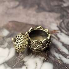 1 件创意空心莲花合金香炉，家用室内香炉 - 銅色 - 查看 7