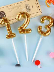 Gold Plated Giraffe Print Numbered 0-9 Birthday Animal Theme Anniversary Celebration Party Cake Decorative Candles - Multicolor - View 4