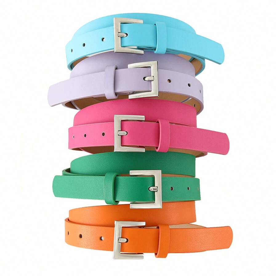 1pc Women's Fashion Square Buckle Jeans Belt - Urban Minimalist Stylish High-End Decoration - 綠色 - 查看 1