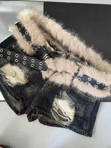 1pc 2025 Winter New Y2K Retro Faux Fur Waist Belt, Personalized Furry Waist Chain, Suitable For Halloween Costumes & Daily Outfits (Handmade, Slight Fluffiness Is Normal) - Multicolor - View 10