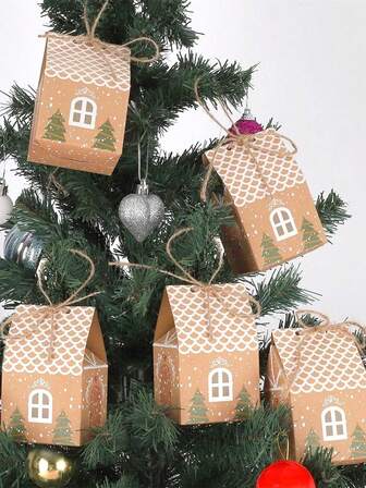 Yeni Şeker Kutusu, Kraft Kağıttan Noel Hediye Kutusu (İpli), Kraft Kağıt Ambalaj Kutusu Noel Küçük Ev Şeker Kutusu, Karikatür Aile Partisi Hediye Çantası, Noel Dekoru Ev Şeklinde Kurabiye Çantası Noel Malzemeleri Parti Şeker Kutusu, Kraft Kağıttan Hediye Noel Ağacı Kolye, Noel ve Kış Tatilleri İçin Uygun