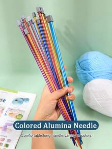 1 Set Of 14 Pcs 25cm/35cm Grey Knitting Needles, 2.0-10.0mm Colorful Knitting Needle Set, DIY Tools For Knitting Sweaters, Scarves, Socks, Etc. - Multicolor - View 6