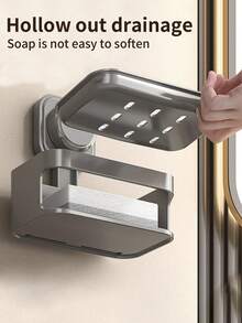 2/1pc吸盘香皂盒壁挂式肥皂盒收纳架免打孔家用浴室卫生间墙壁排水收纳