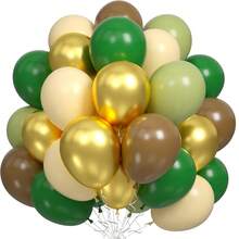 25/45/60 piezas Globos de Aventura en la Selva Verde Marrón Beige Bosque Salvaje, Adecuados para Fiesta de Revelación de Género, Despedida de Soltera, Fiesta de Carnaval, Fiesta de Cumpleaños, Ceremonia de Graduación, Aniversario, Despedida de Novia, Navidad, Baby Shower - Multicolor - Ver 1