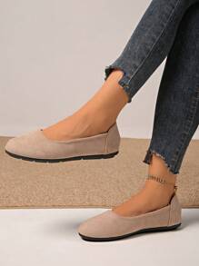 Classic Round Toe Flat Women's Shoes, Plus Size Version 36-43, Thickened Forefoot Protects Feet, Optimized Heel Design Prevents Slipping, Soft Fabric Material And Cushioned Insole For Comfortable Wear - Coffee Brown - View 7