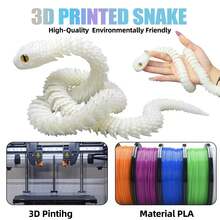 Serpiente 3D de 30cm que brilla en la oscuridad, modelo de víbora realista y articulada, regalo de Año Nuevo, negro y blanco