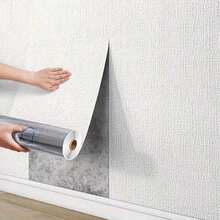 1pc Self-Adhesive Linen Texture Wallpaper - Washable Texturized Wall Covering With Straight Match Installation, Seamless Design For Easy Application - Multicolor - View 8