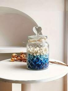 وعاء زجاجي شفاف محكم الإغلاق بغطاء على شكل قلب - زجاجة أمنيات زخرفية، مجموعة الصلاة والكواكب، وعاء تخزين متعدد الاستخدامات قابل لإعادة الاستخدام بشكل دائري للمجوهرات والوجبات الخفيفة وما إلى ذلك، مصنوع من الزجاج، مع غطاء قابل للطي محكم الإغلاق، آمن للغسل في غسالة الأطباق، وعاء زجاجي زخرفي بغطاء على شكل قلب، محكم الإغلاق